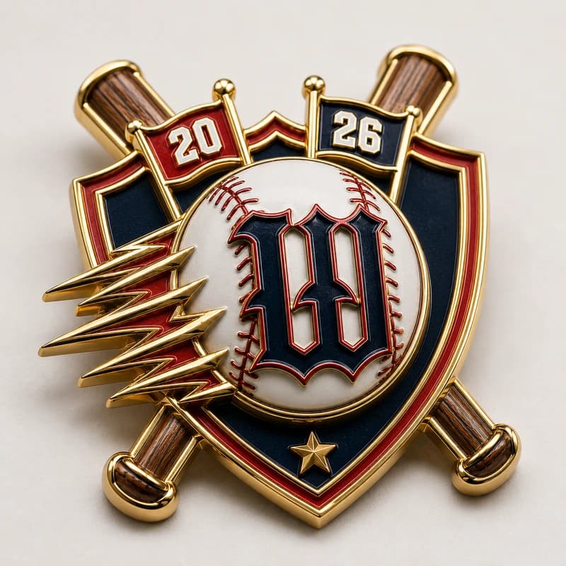 Life-size reference photo of a custom die-struck enamel pin