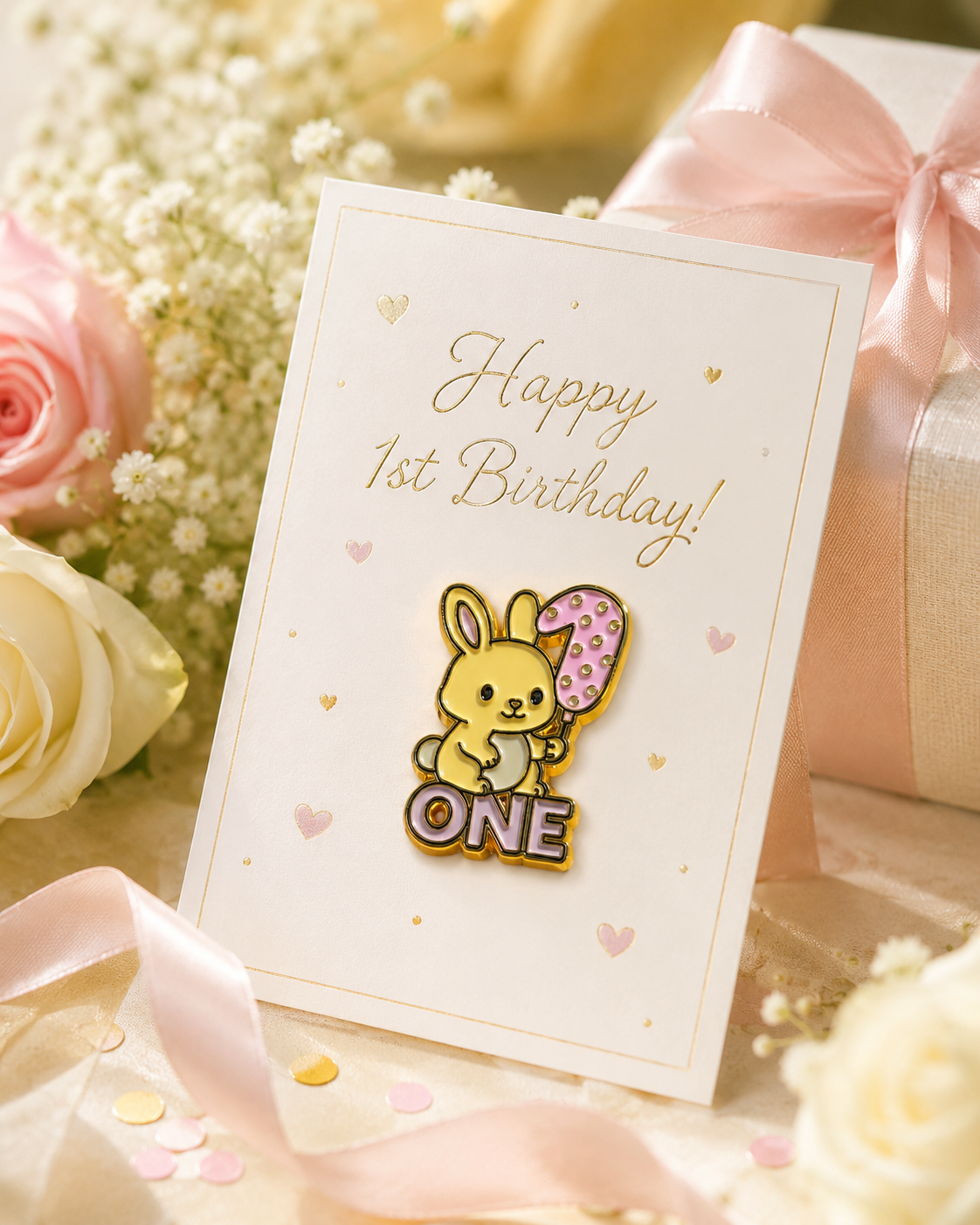 First birthday party pin
